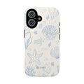 Sea Shell Pattern Tough Phone Case — Blue Coastal iPhone Protection