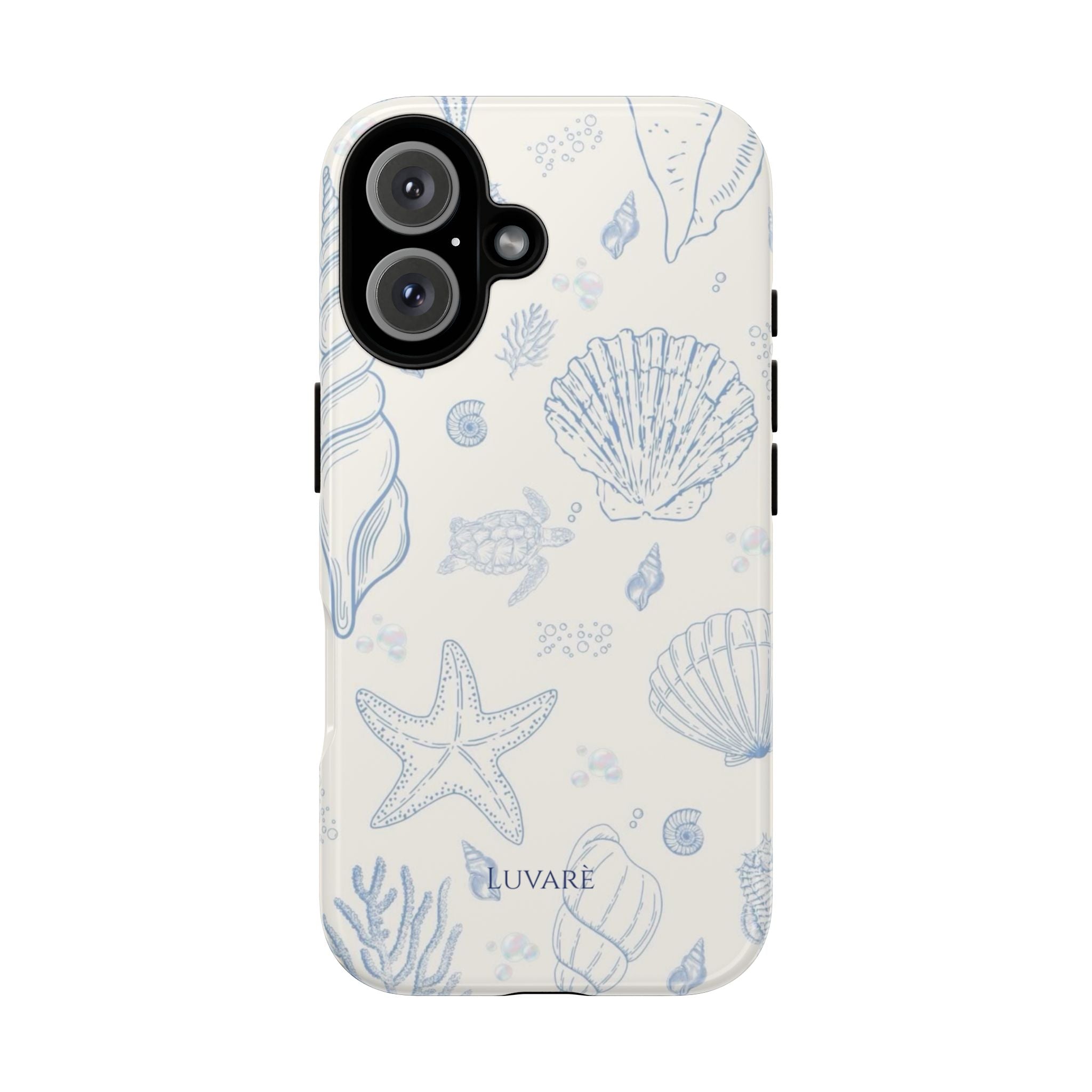 Sea Shell Pattern Tough Phone Case — Blue Coastal iPhone Protection