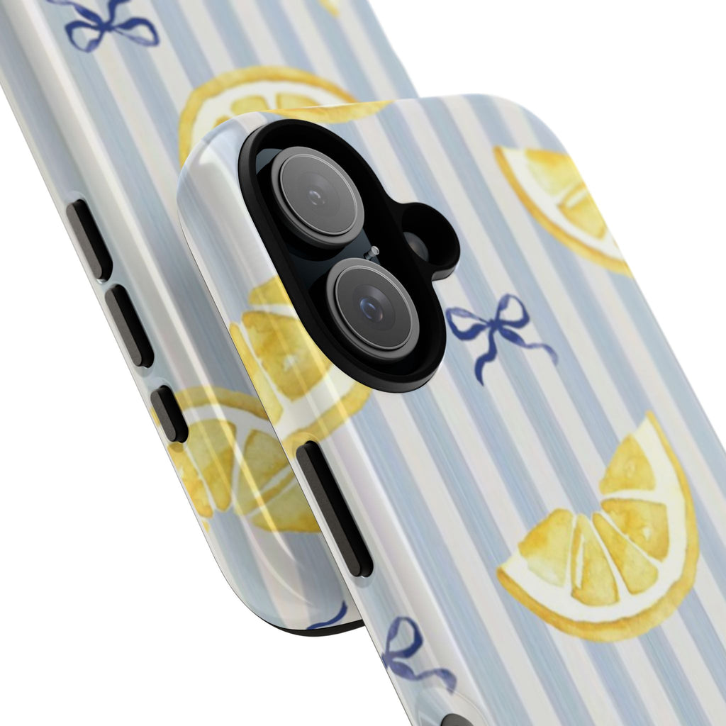 Lemon Slice Blue Stripe Tough Phone Case