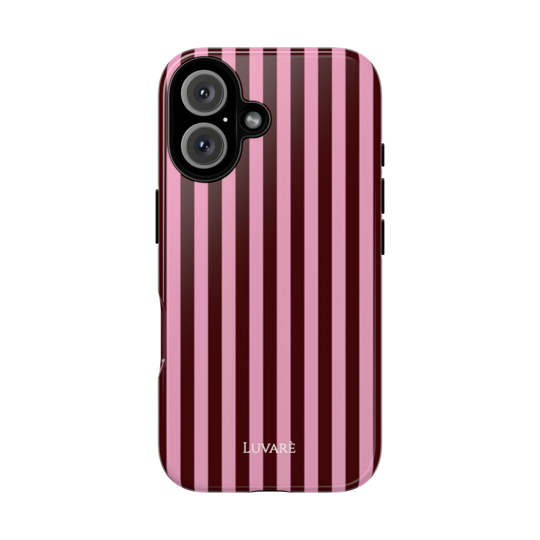 Striped Pink Tough Phone Case — Slim Protective iPhone Cover