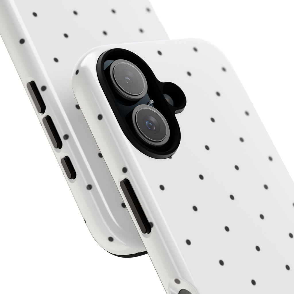Polka Dot Tough Phone Case — White Minimalist Protective iPhone Cover