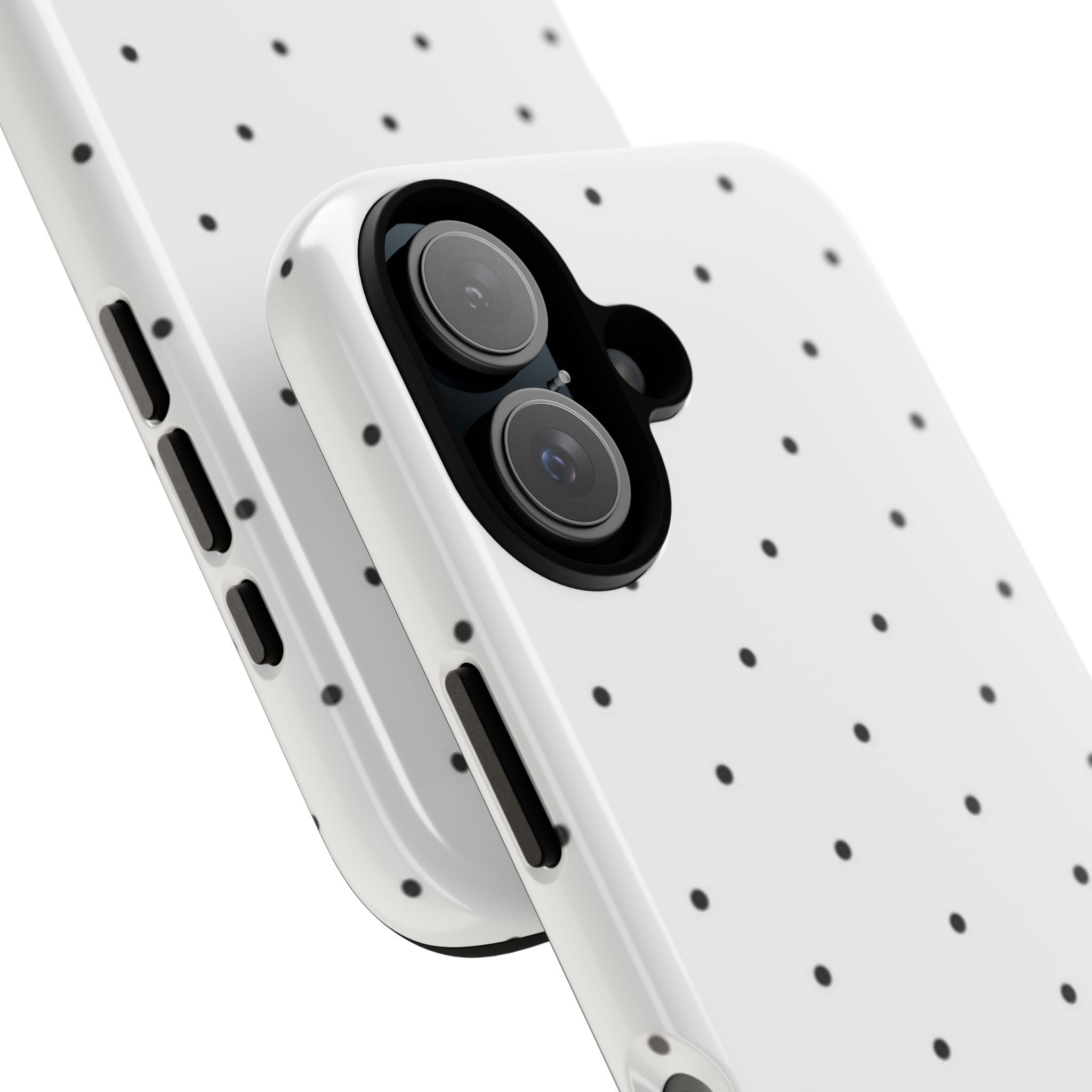 Polka Dot Tough Phone Case — White Minimalist Protective iPhone Cover