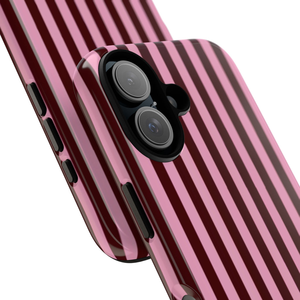 Striped Pink Tough Phone Case — Slim Protective iPhone Cover