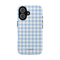 Blue Gingham Tough Phone Case — Protective Checkered Phone Cover