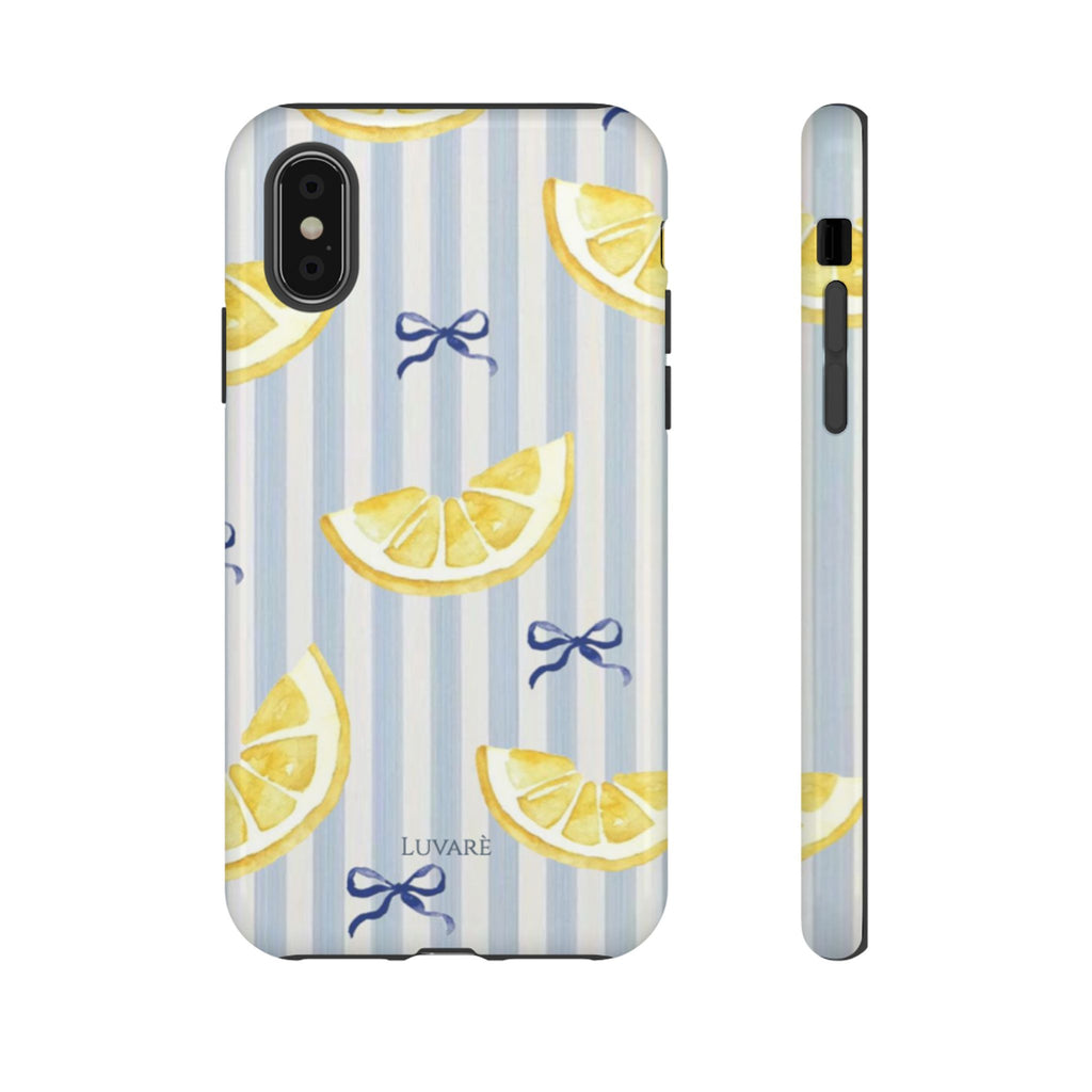 Lemon Slice Blue Stripe Tough Phone Case