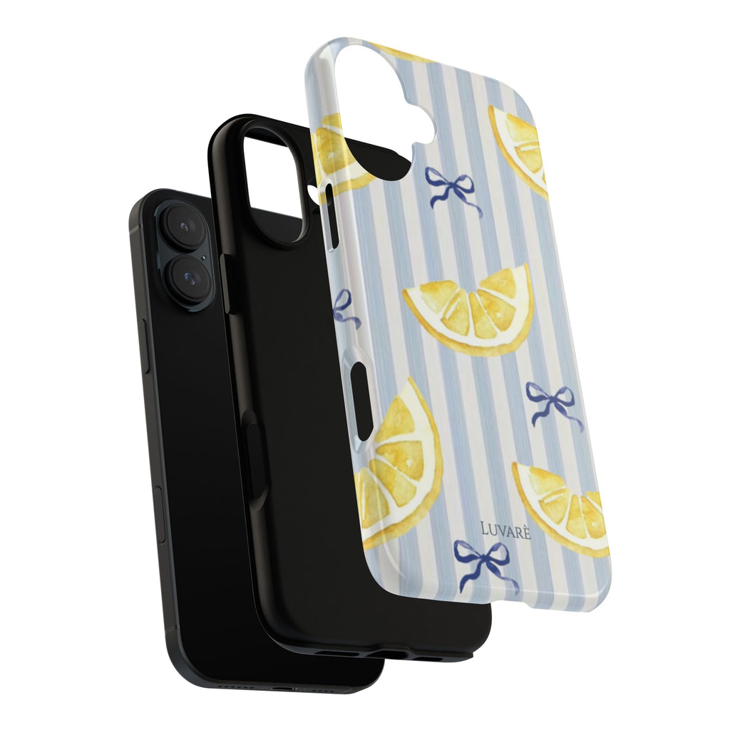 Lemon Slice Blue Stripe Tough Phone Case