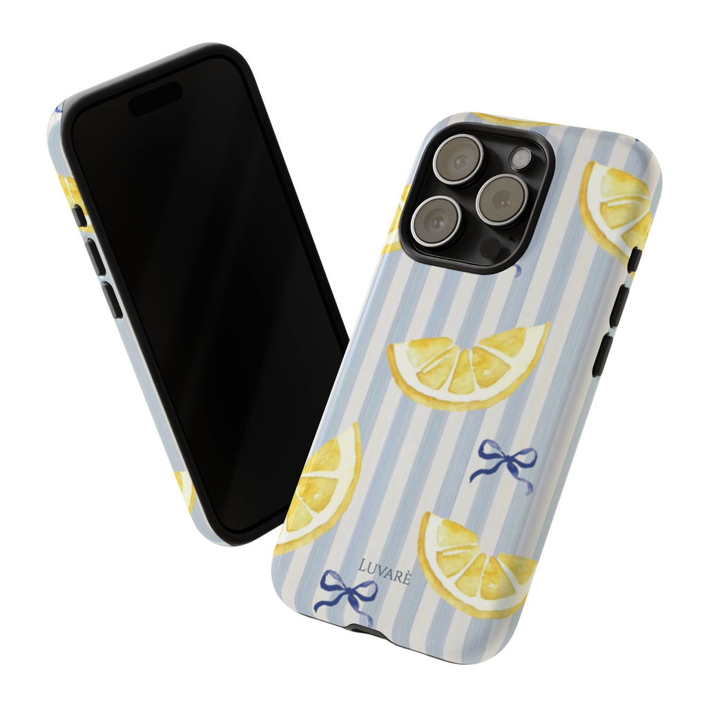 Lemon Slice Blue Stripe Tough Phone Case