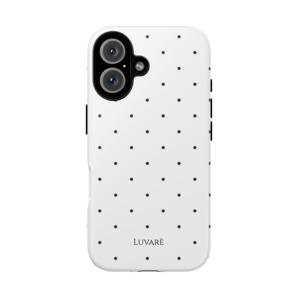 Polka Dot Tough Phone Case — White Minimalist Protective iPhone Cover