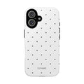 Polka Dot Tough Phone Case — White Minimalist Protective iPhone Cover