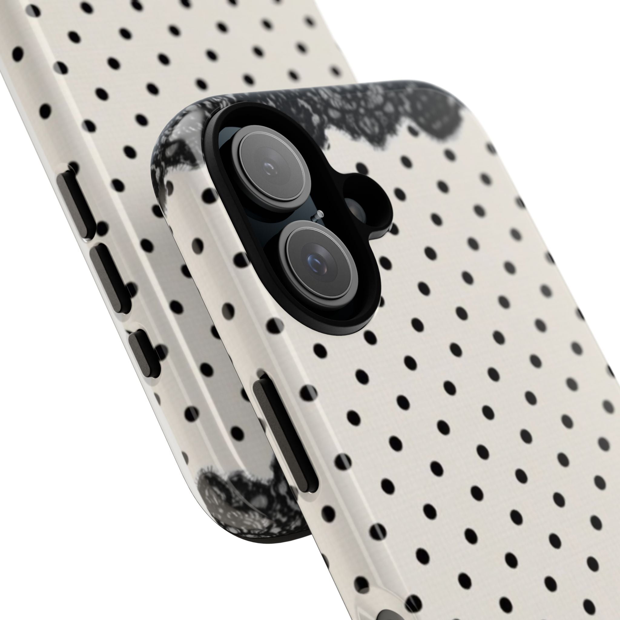 Polka Dot Lace iPhone Case — Vintage Black & Ivory Protective Phone Cover