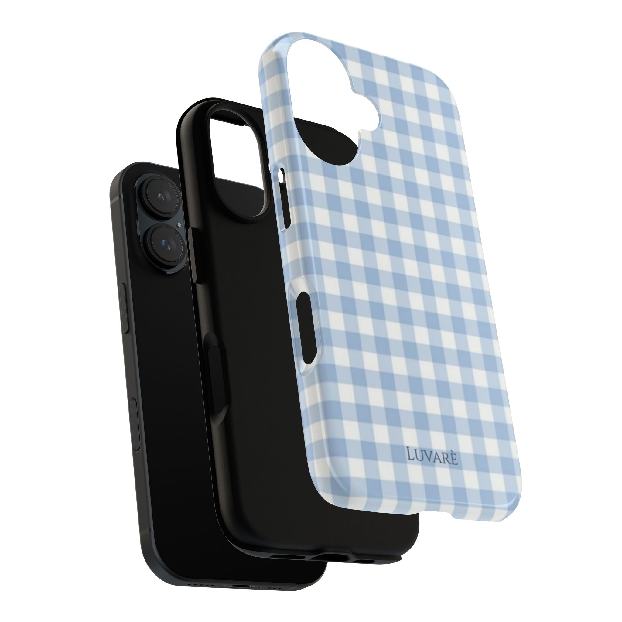 Blue Gingham Tough Phone Case — Protective Checkered Phone Cover