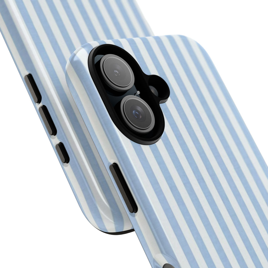 Striped Blue Tough Phone Case — Light Blue Vertical Stripe Protective Cover