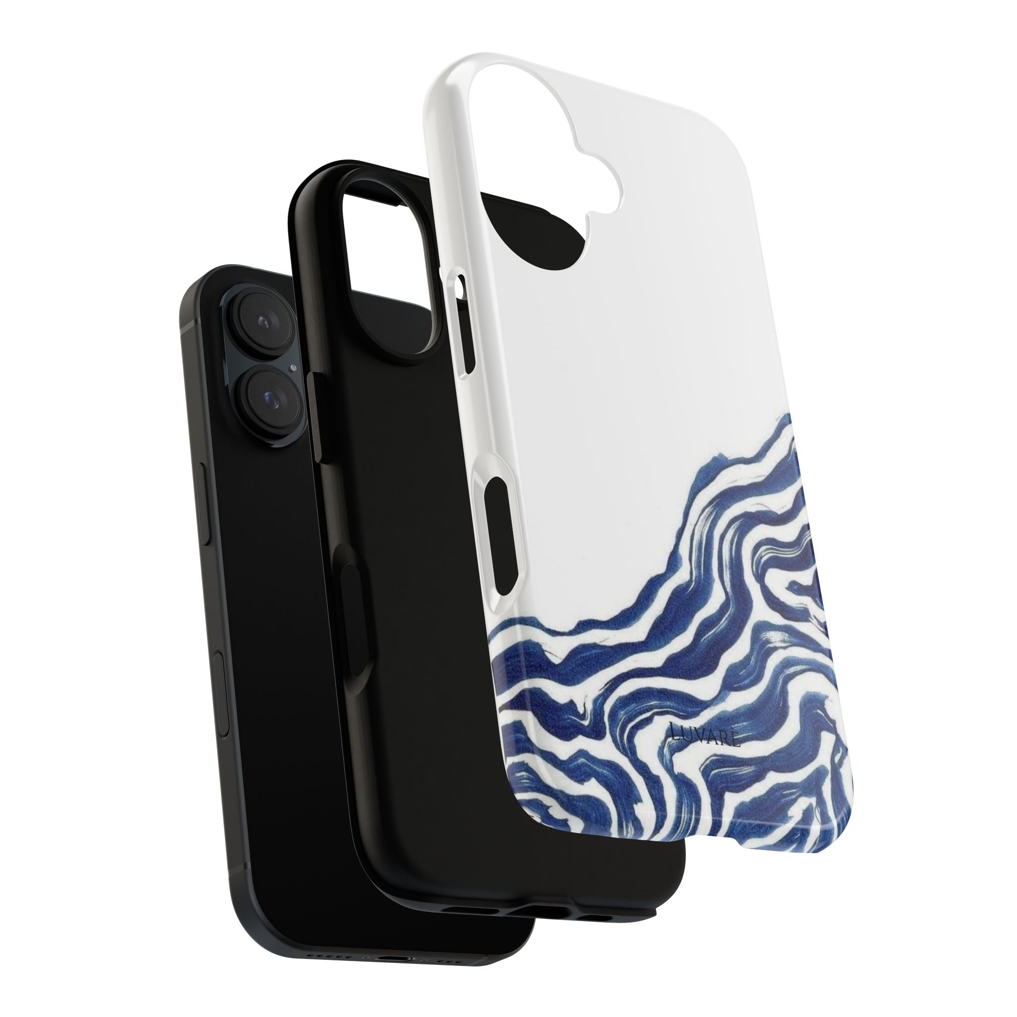 Blue Marble Wave Phone Case — Abstract Indigo Swirl Tough Case