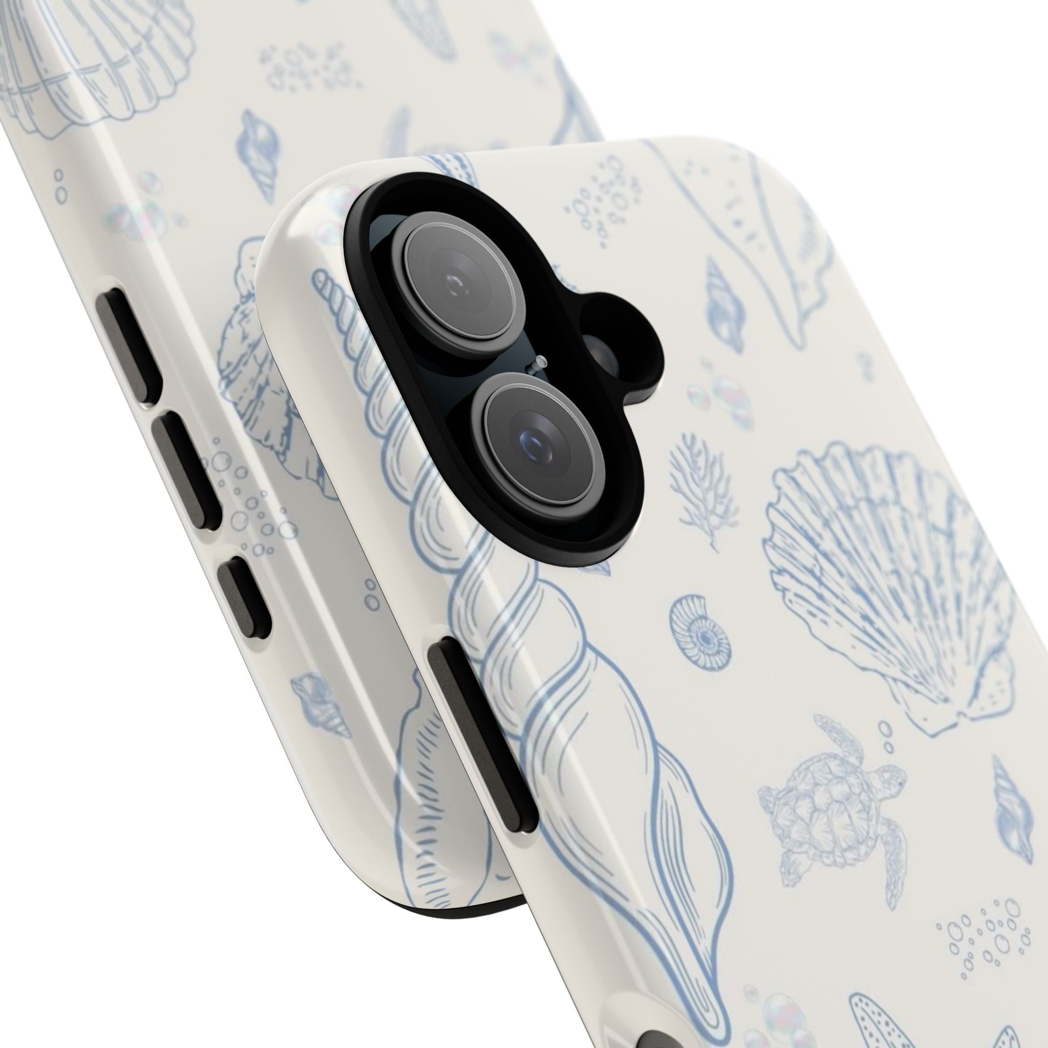 Sea Shell Pattern Tough Phone Case — Blue Coastal iPhone Protection