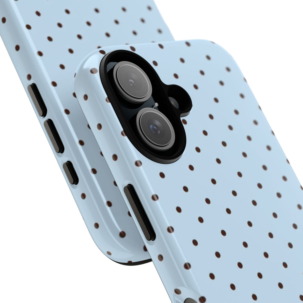Polka Dot Tough Phone Case — Light Blue Protective Phone Cover