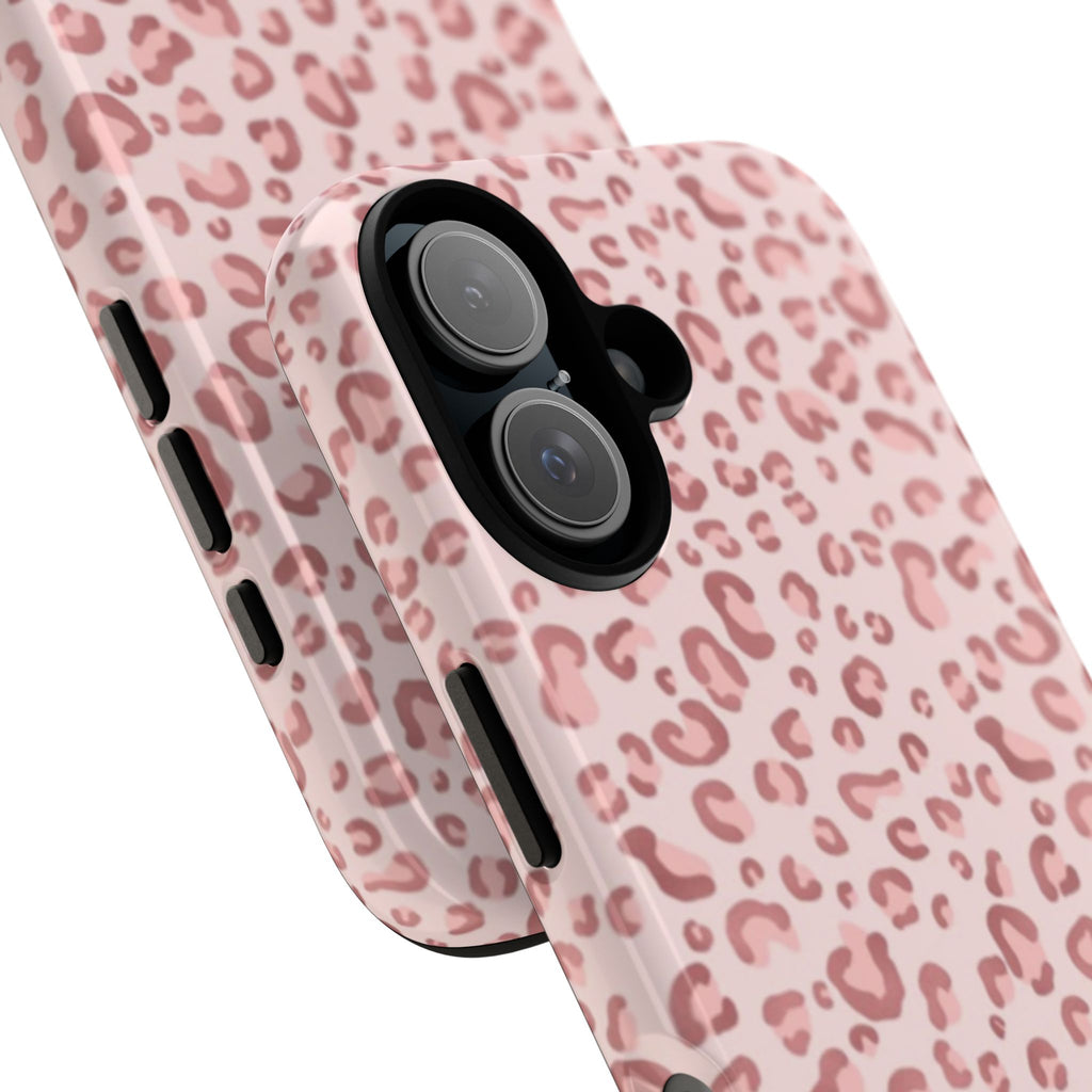 Pink Leopard Tough Phone Case — Durable Protective iPhone Cover, Cute Animal Print