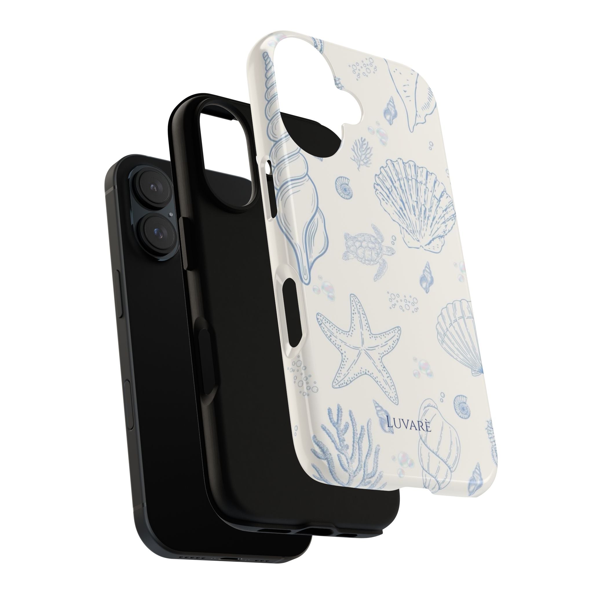 Sea Shell Pattern Tough Phone Case — Blue Coastal iPhone Protection
