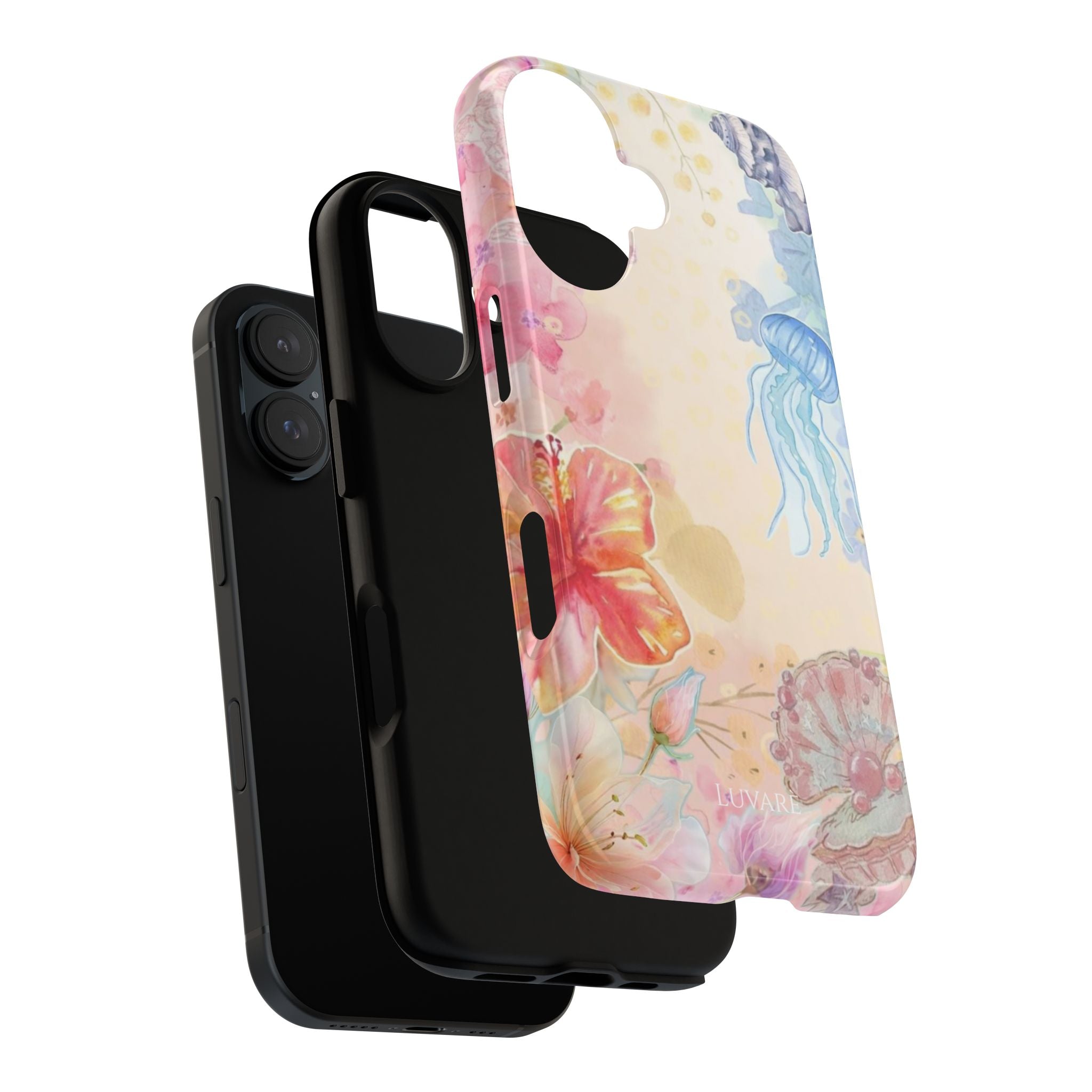 Floral Jellyfish Tough Phone Case — Pastel Ocean Watercolor Protection