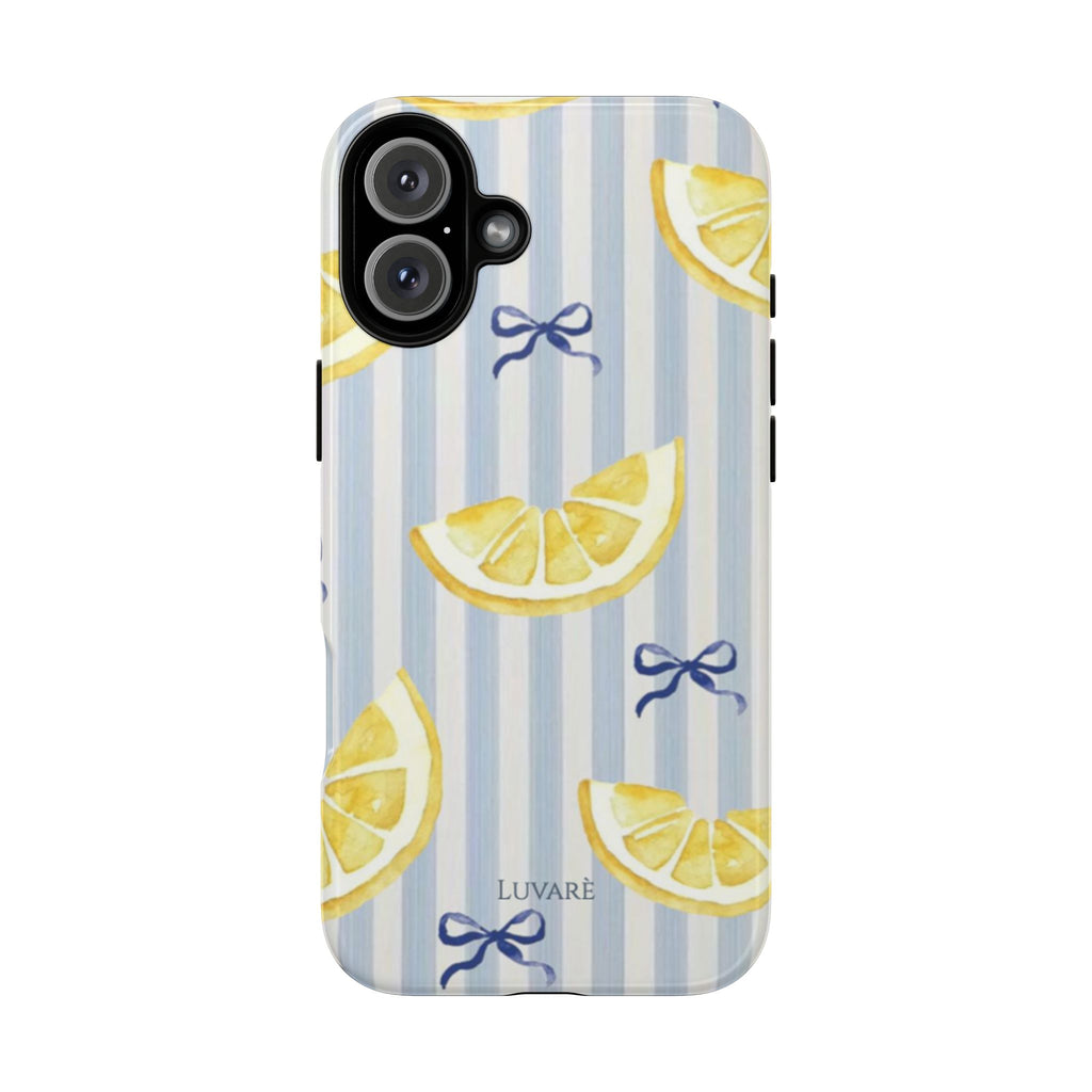 Lemon Slice Blue Stripe Tough Phone Case