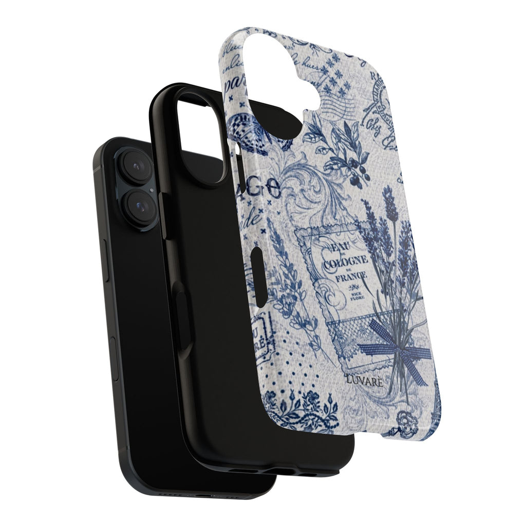 Vintage Blue Paris Phone Case — Eiffel Tower & Lavender Tough Case