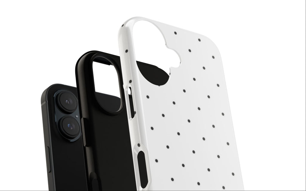 Polka Dot Tough Phone Case — White Minimalist Protective iPhone Cover
