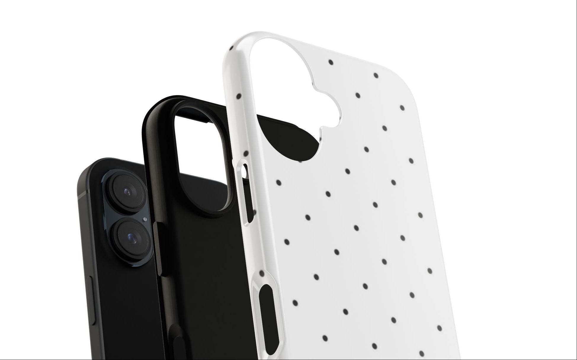 Polka Dot Tough Phone Case — White Minimalist Protective iPhone Cover