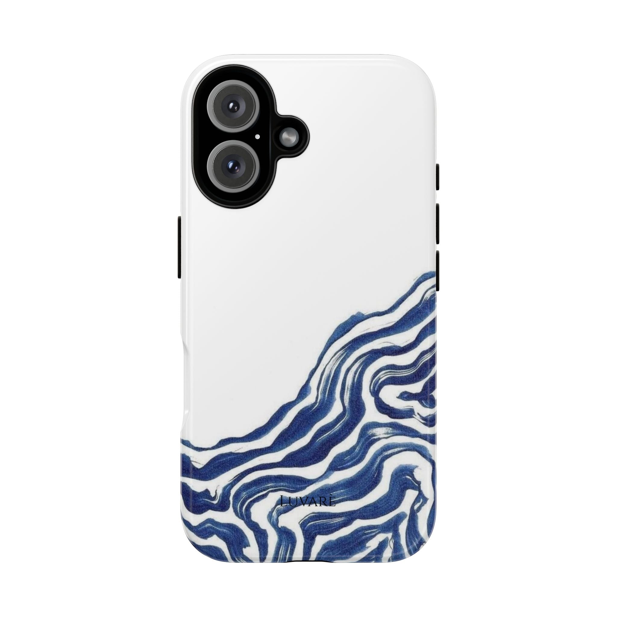 Blue Marble Wave Phone Case — Abstract Indigo Swirl Tough Case
