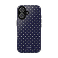 Polka Dot Tough Phone Case – Navy & White Protective Cover