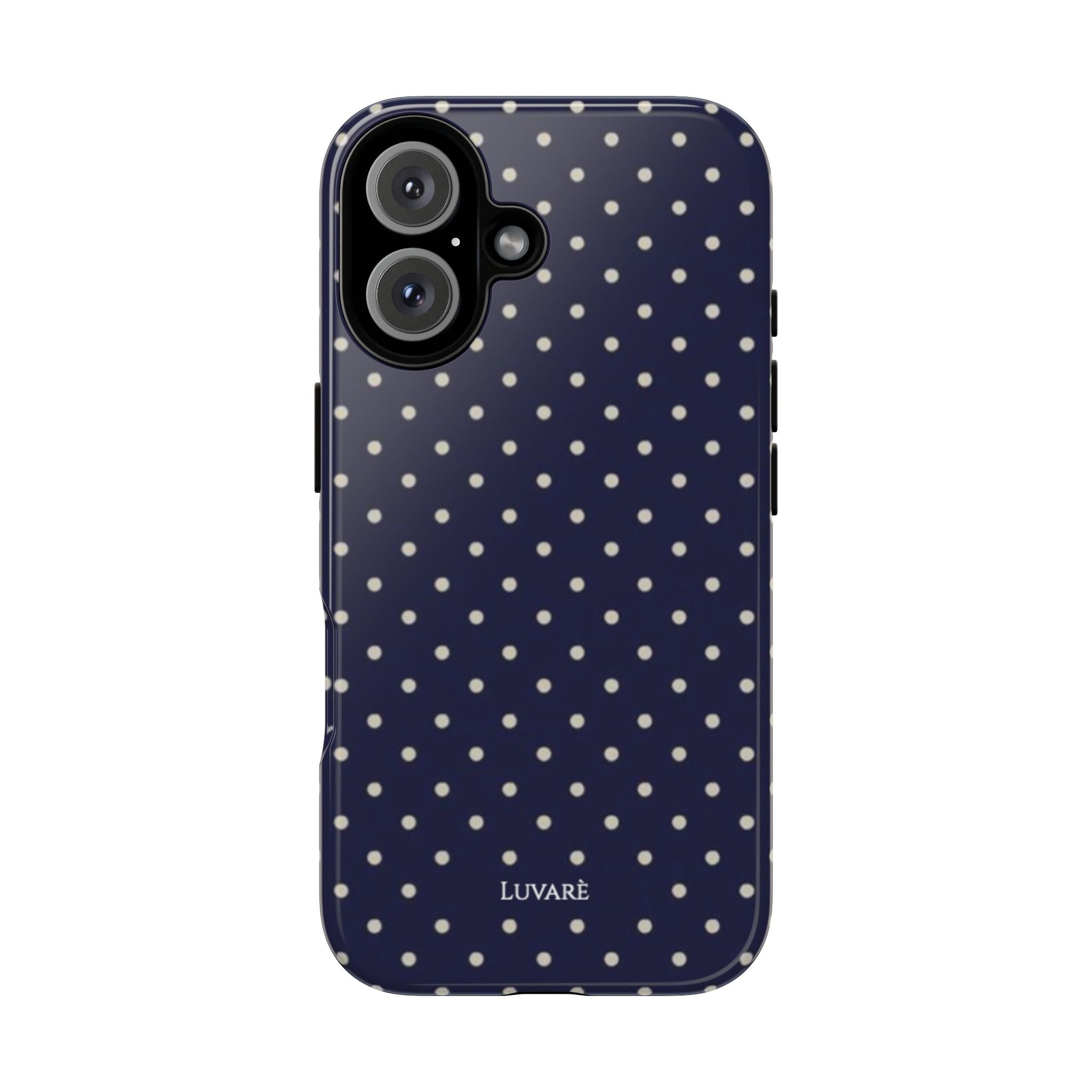 Polka Dot Tough Phone Case – Navy & White Protective Cover