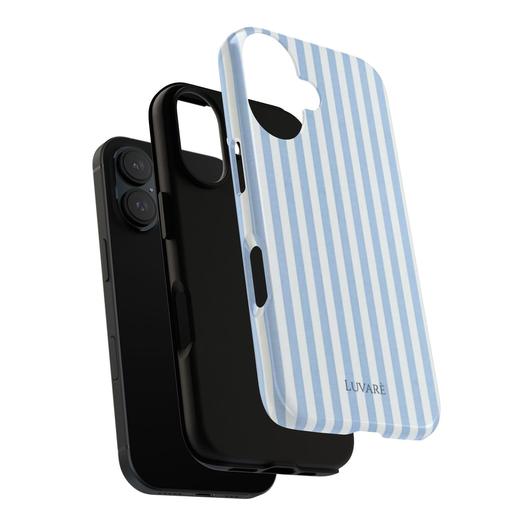 Striped Blue Tough Phone Case — Light Blue Vertical Stripe Protective Cover