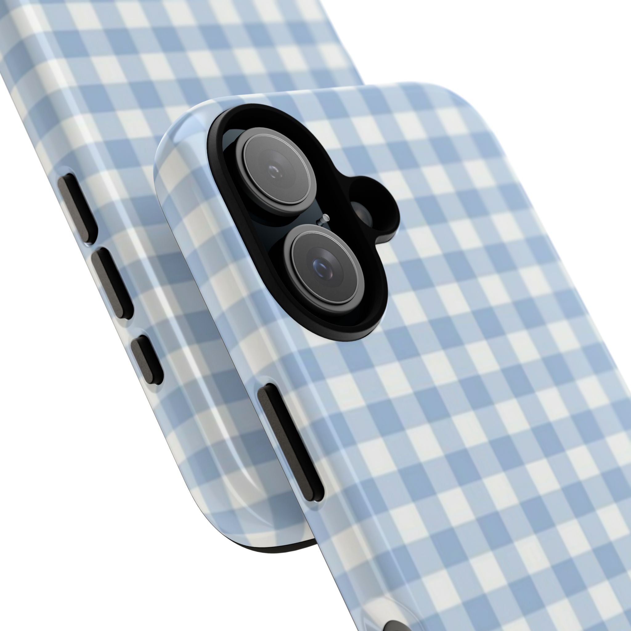 Blue Gingham Tough Phone Case — Protective Checkered Phone Cover