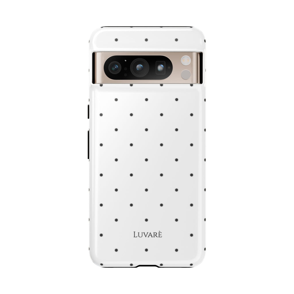 Polka Dot Tough Phone Case — White Minimalist Protective iPhone Cover